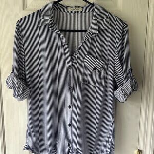 Blue and White Women’s Striped Shirt